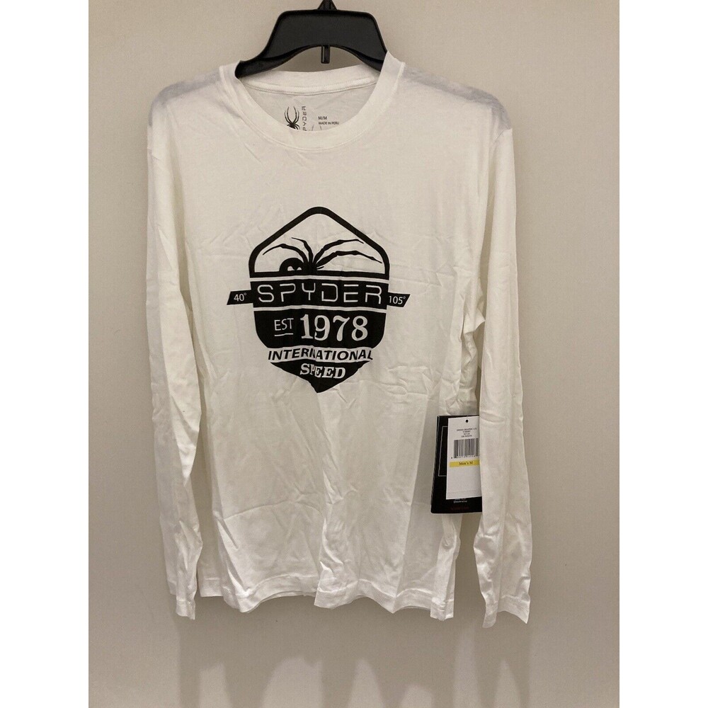 Spyder Shirt Long Sleeve Crew Neck Speed Graphic T Shirt Size Medium Mens White